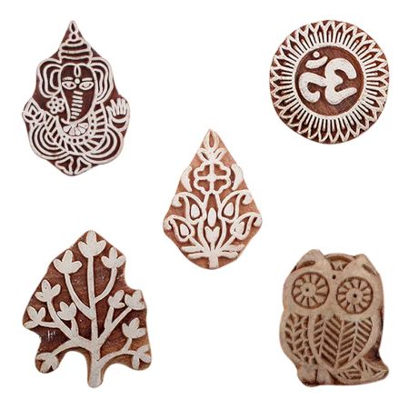 Set of 5 Piece New Mix Wooden Printing Blocks